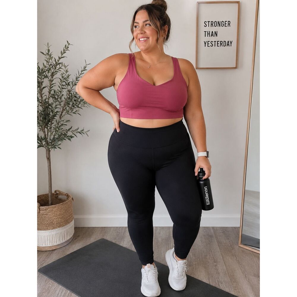 Maroon Long Line Crop Top Sports Bra XXL Sporty Workout Active Yoga Gym Pilates